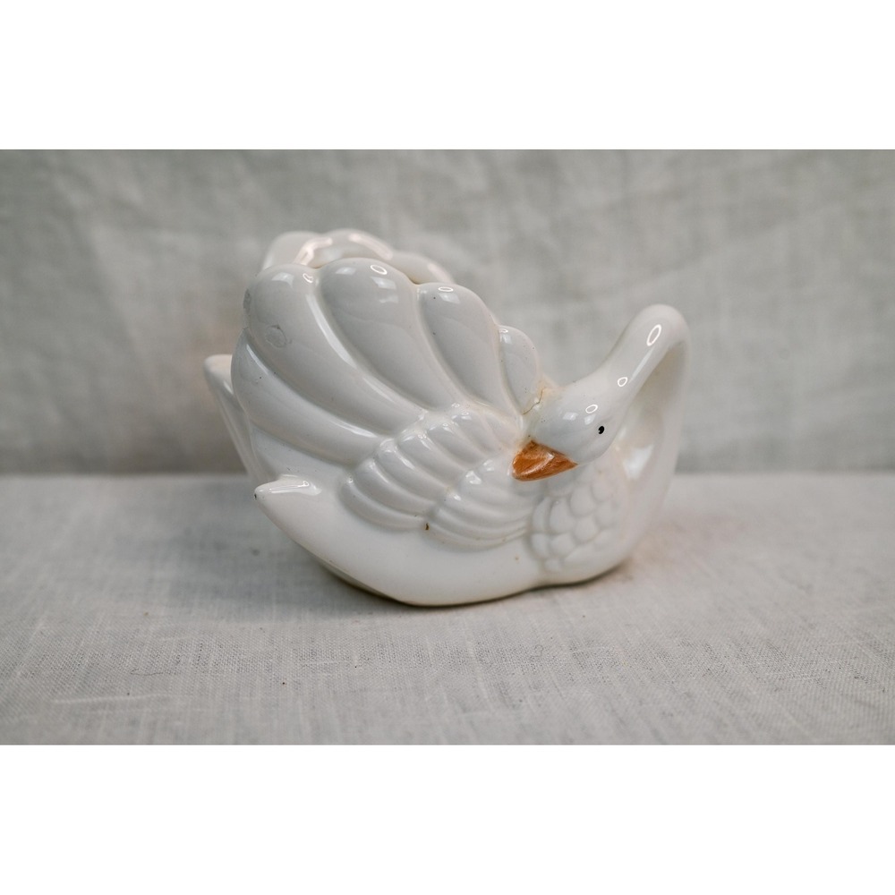 Vintage Omnibus 1983 Swan Planter White Ceramic 80s Decor 5in